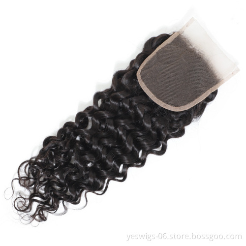 Water Wave 4x4 Lace Closure Brazilian Human Hair Extensions Virgin Cuticle Aligned Hair